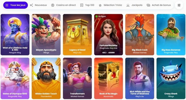 Trickz Casino jeux